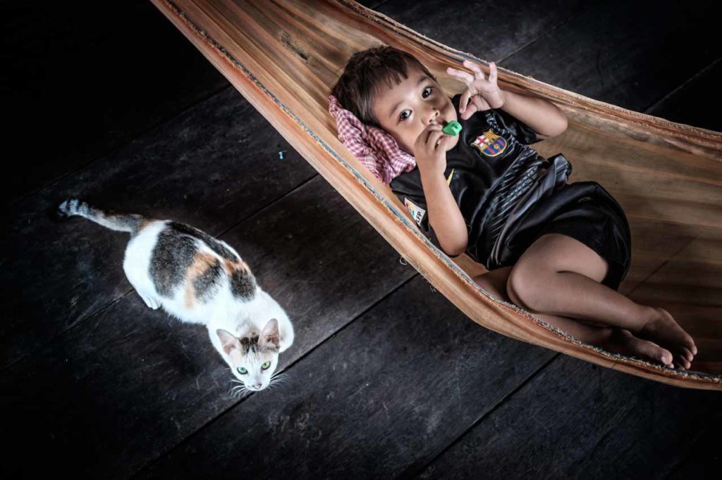 Khmer Child and his cat