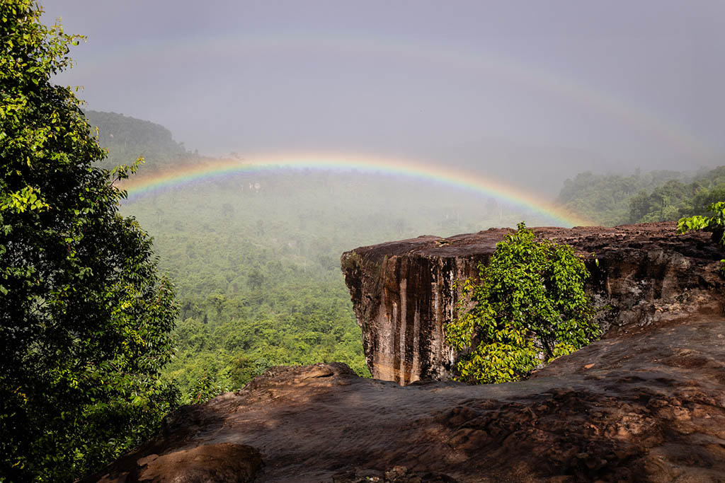 Rainbow in the rainy season in Cambodia