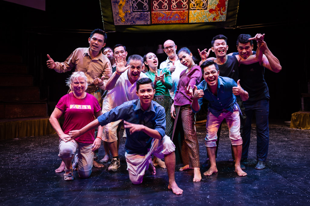 3 clients making memories at Phare the Cambodian Circus